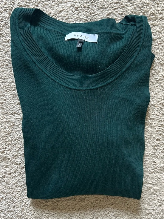 Brass Sweaters - Brass Women's Dark Green Crewneck Sweater - Cotton/Silk blend